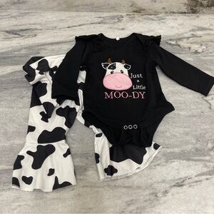 Black and White Cow Print Baby boutique Outfit